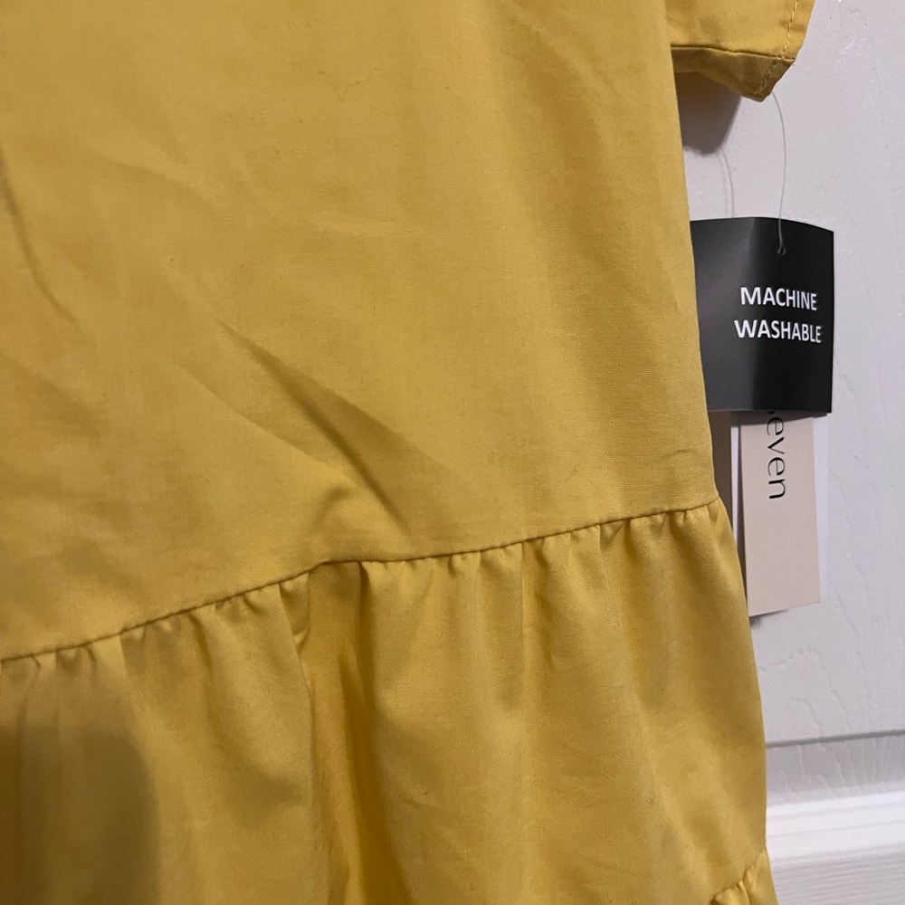 52Seven Yellow V-Neck Tiered Babydoll Dress. Size S. - Picture 7 of 11